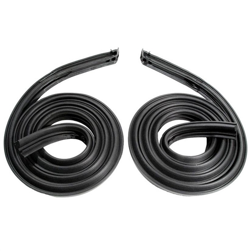 Molded Roof Rail Seals. Made of smooth black skin-covered sponge. 82 In. long. Pair. ROOF RAIL SEAL